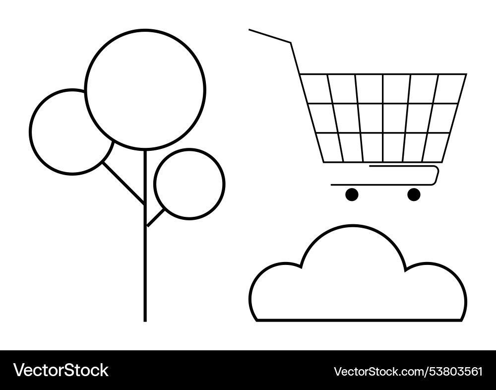 Minimalistic shopping concept with tree and cloud Minimalistic shopping concept with tree and cloud vector image