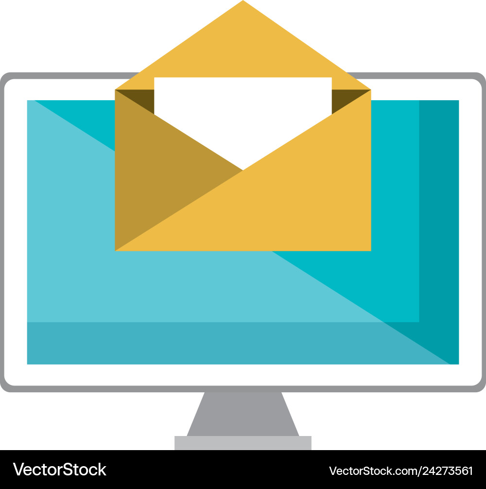 Monitor computer desktop with envelope Monitor computer desktop with envelope vector image