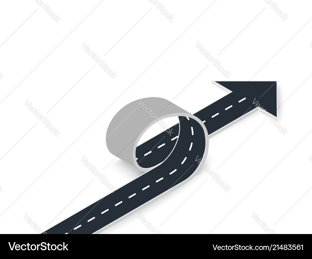 Road Loop with Arrow - Isometric View Vector Image
