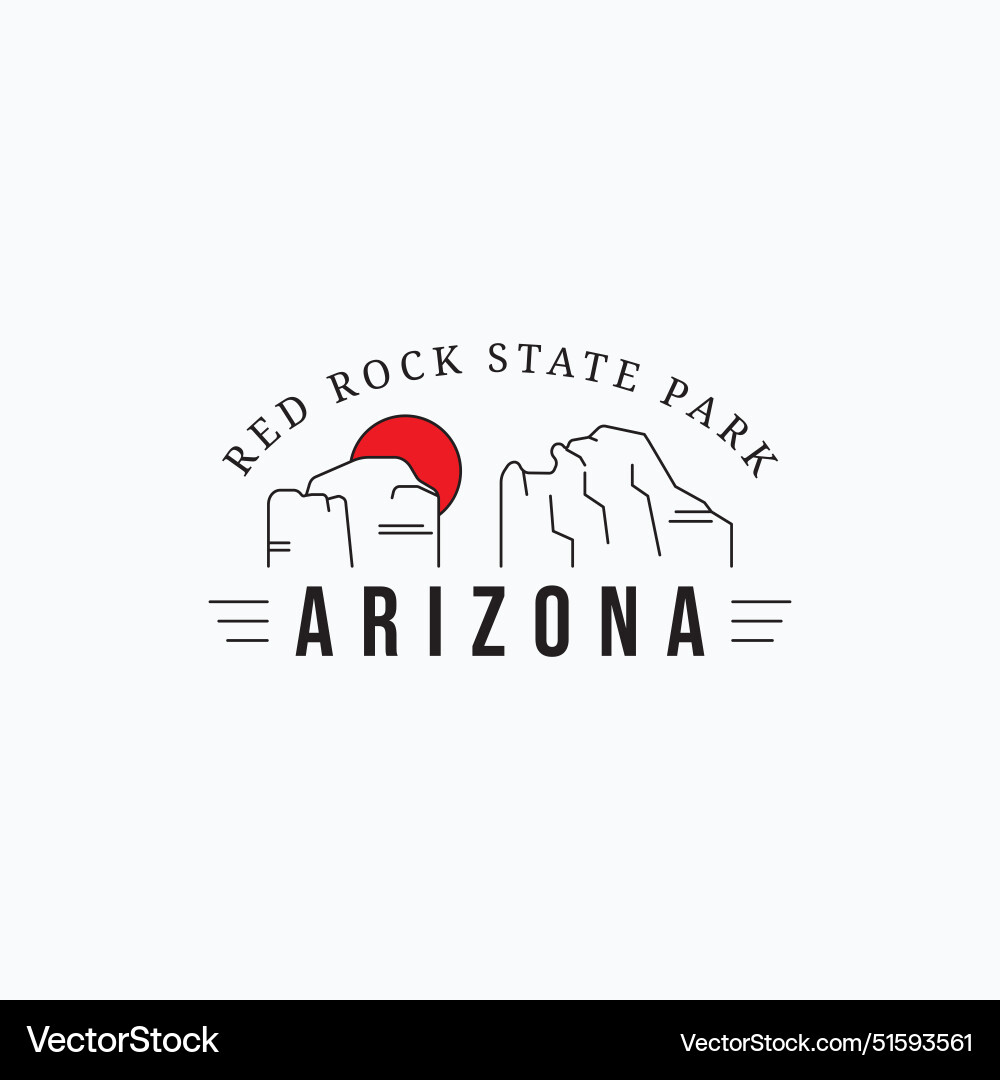 Simple line art red rock state park arizona logo Simple line art red rock state park arizona logo vector image