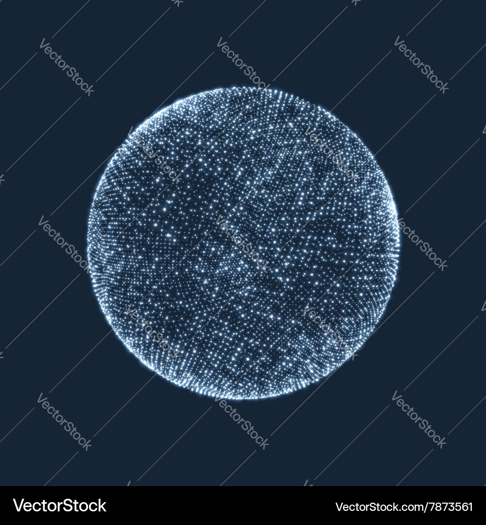 Sphere consisting of points 3d glowing grid vector image