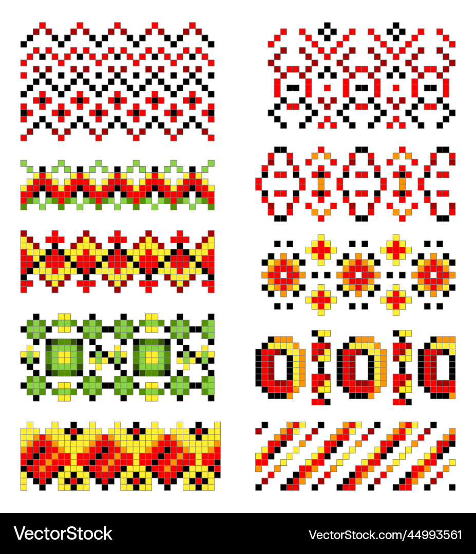 Ukrainian traditional embroidery set of patterns Ukrainian traditional embroidery set of patterns Vector Image
