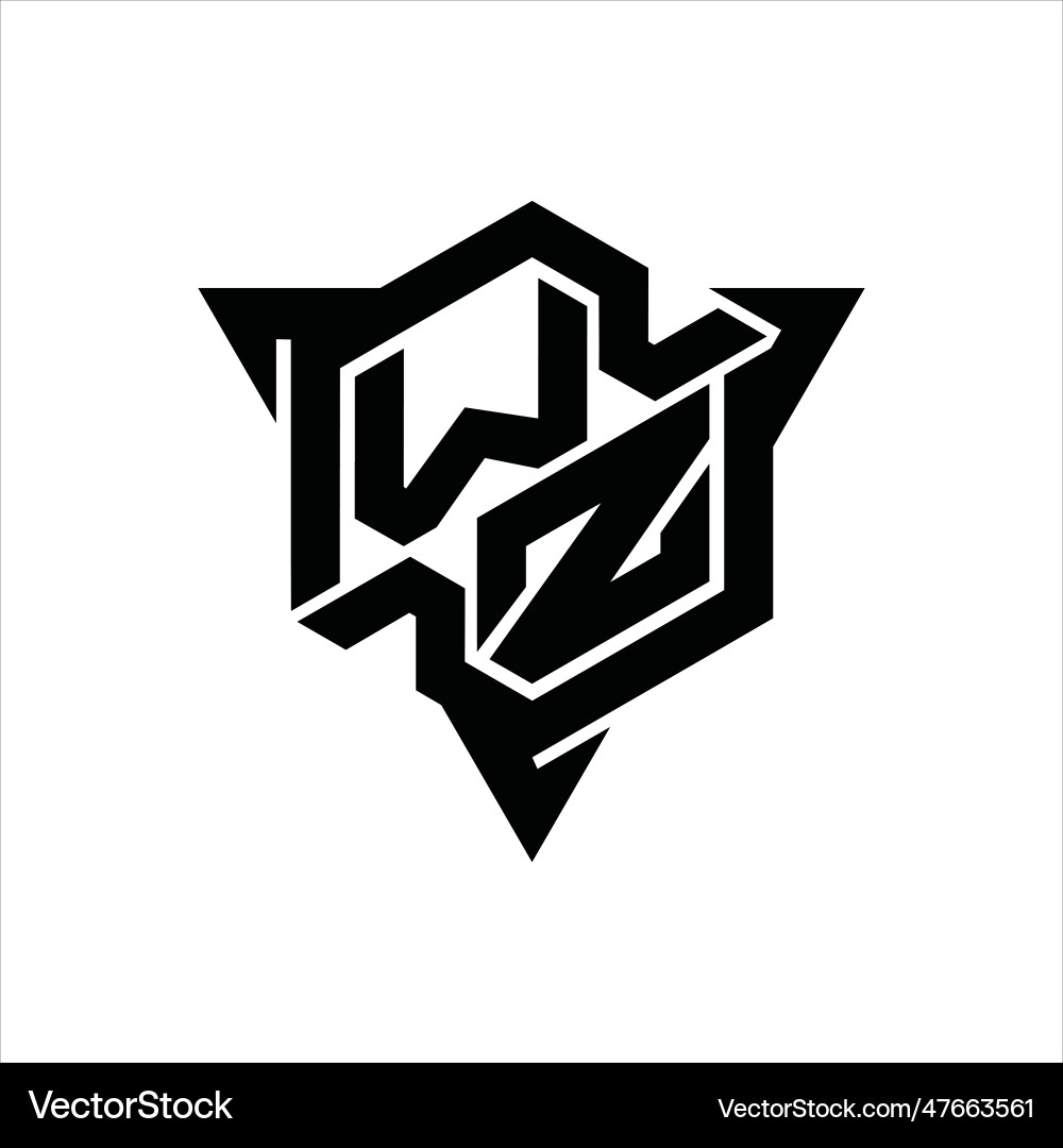 Wz logo monogram hexagon shape with triangle Vector Image