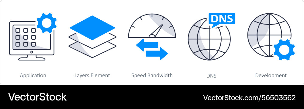 A set of 5 web design icons as application layers vector image
