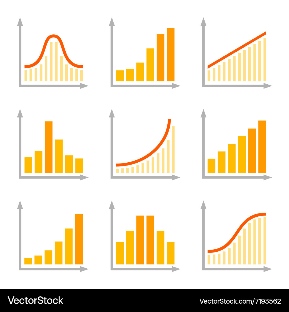Charts diagrams and graphs flat icons set vector image