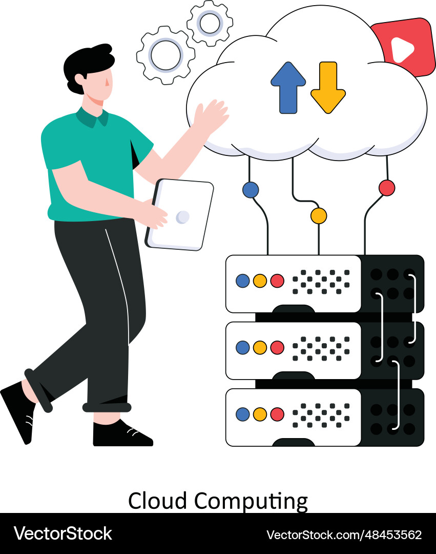 Cloud computing flat style design vector image