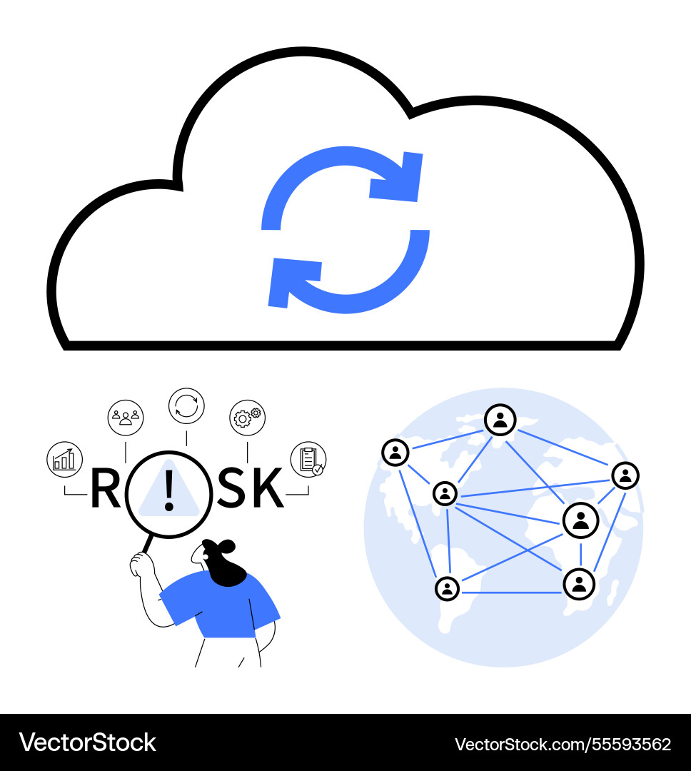 Cloud storage synchronization risk analysis Cloud storage synchronization risk analysis vector image