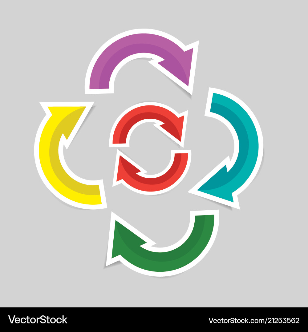 Colorful curve arrow with shadow Vector Image