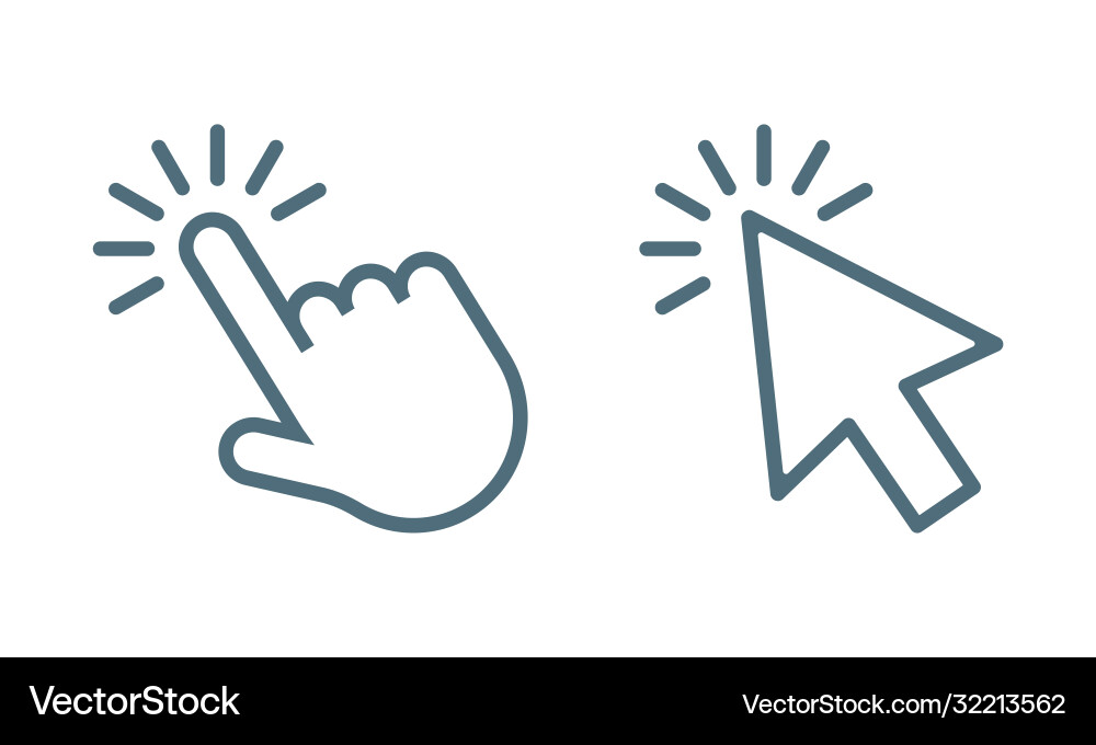 Computer mouse click cursor gray arrow icons set Computer mouse click cursor gray arrow icons set vector image
