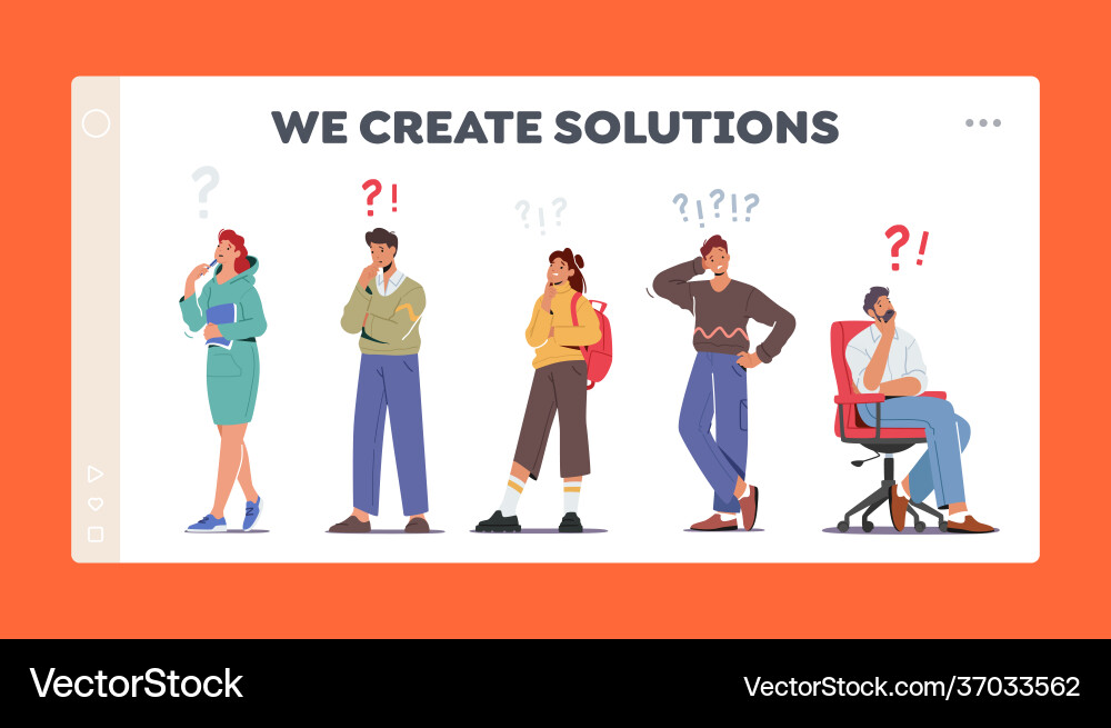 Create solution landing page template people Create solution landing page template people vector image