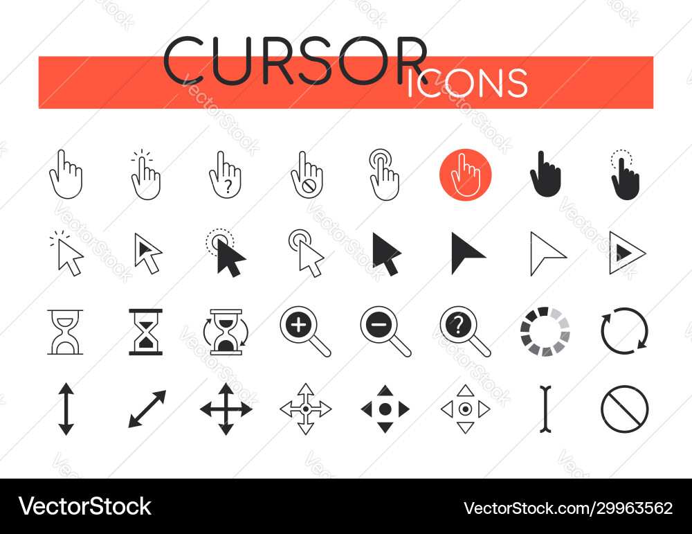 Cursor icons - set web elements Vector Image