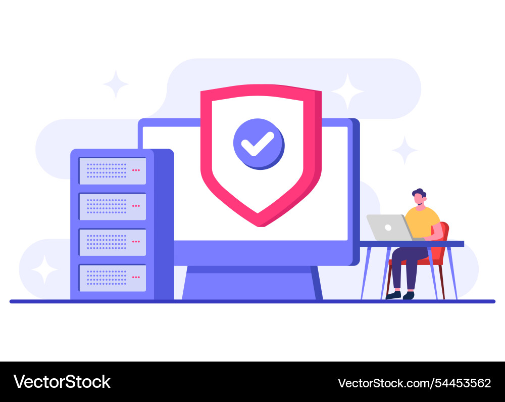 Database protection cyber security data center Database protection cyber security data center vector image