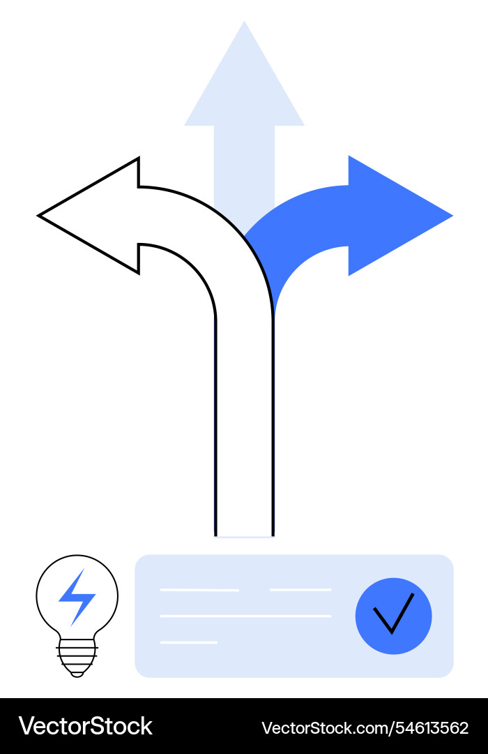 Decision-making pathways with lightbulb Decision-making pathways with lightbulb vector image