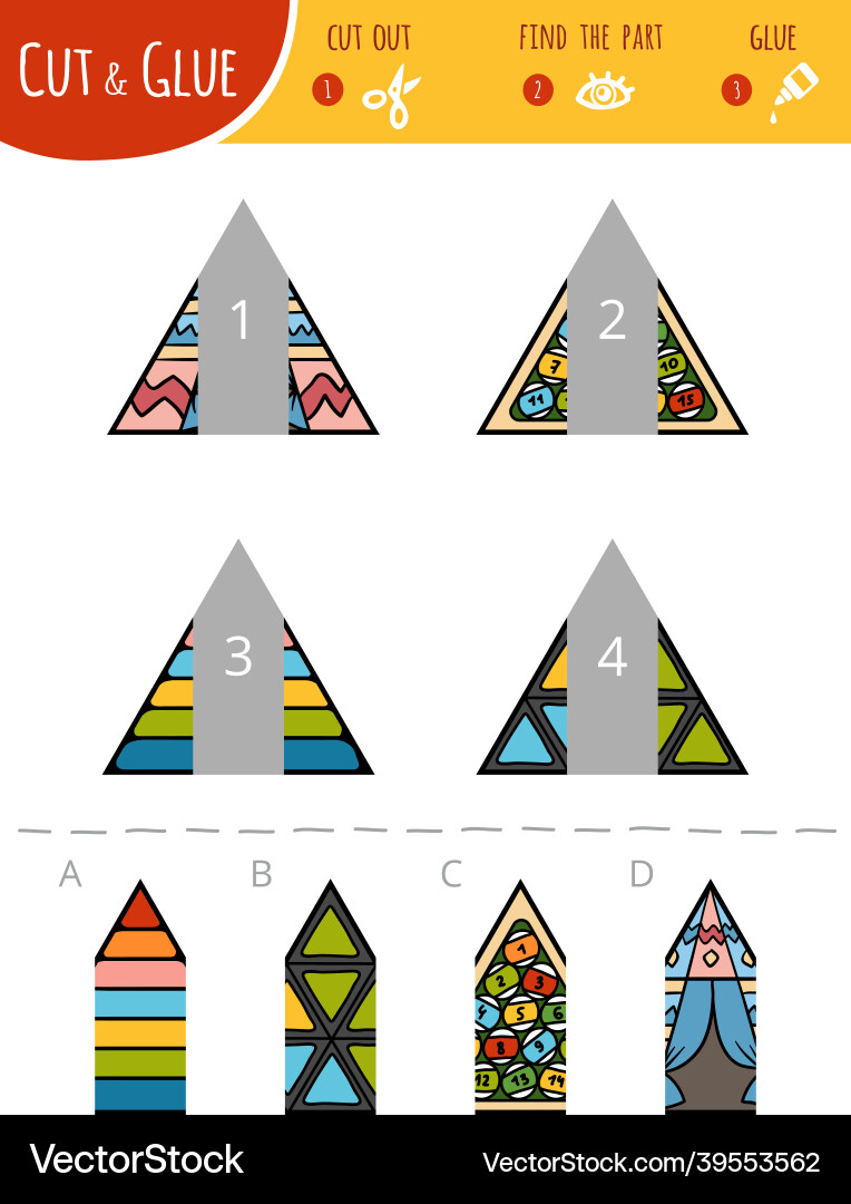 Find the right part cut and glue game Find the right part cut and glue game vector image