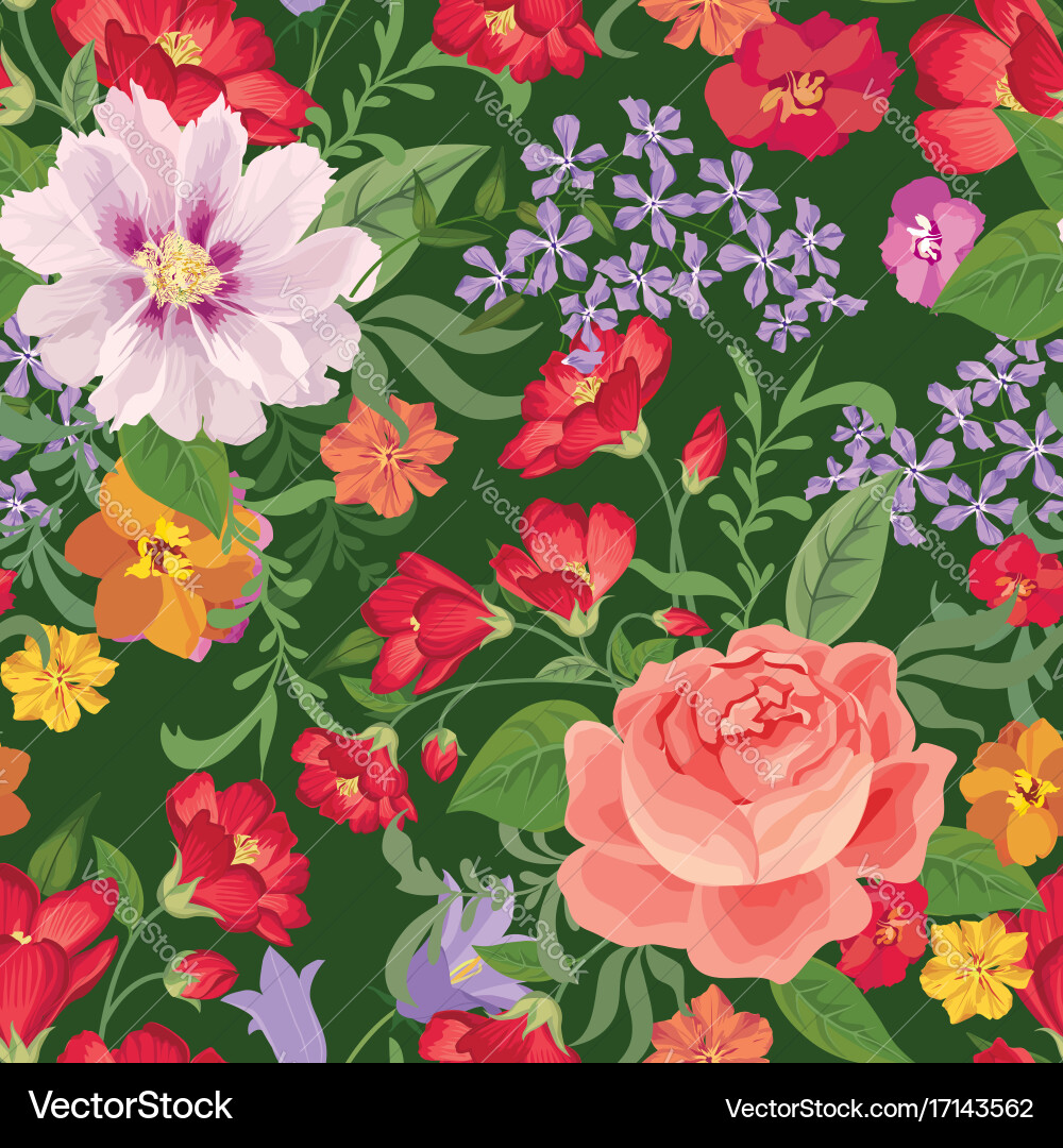 Floral Seamless Flower Pattern Vector Image