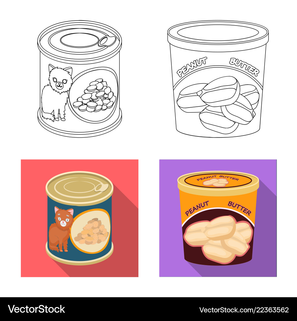 Isolated object of can and food icon set Vector Image