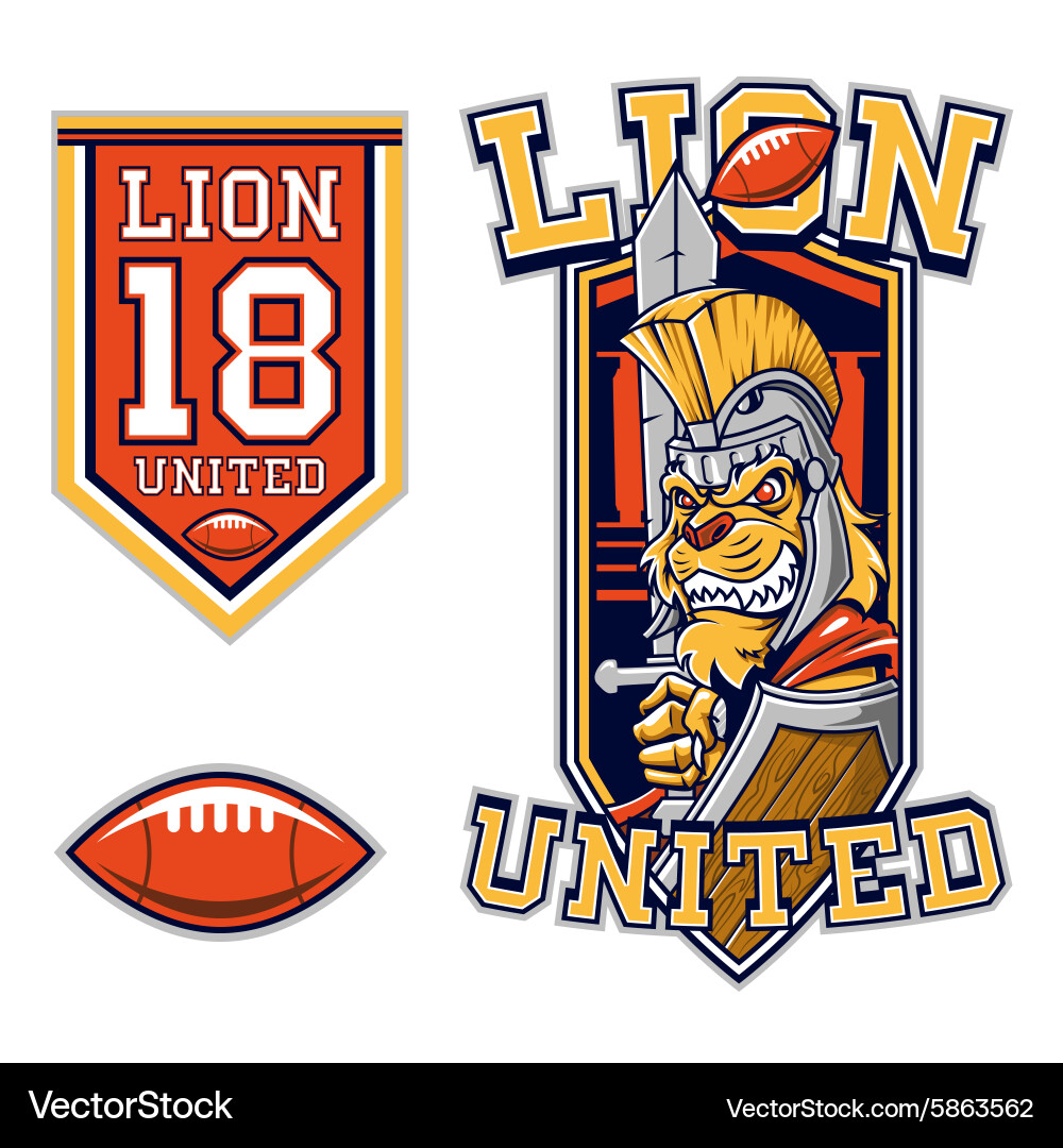 Lion Gladiator Mascot - Football Warrior Vector Image