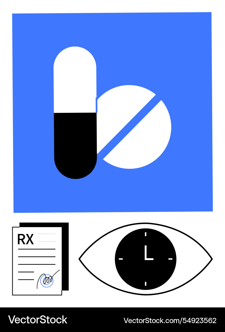Medication timing concept with pill clock Medication timing concept with pill clock vector image