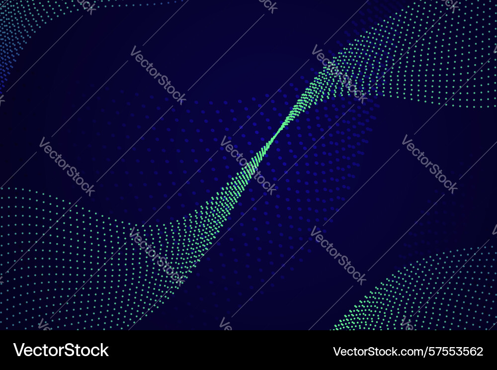 Mininalist dynamic neon green particle wave line vector image