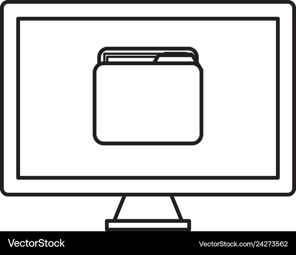 Monitor computer with folder Vector Image
