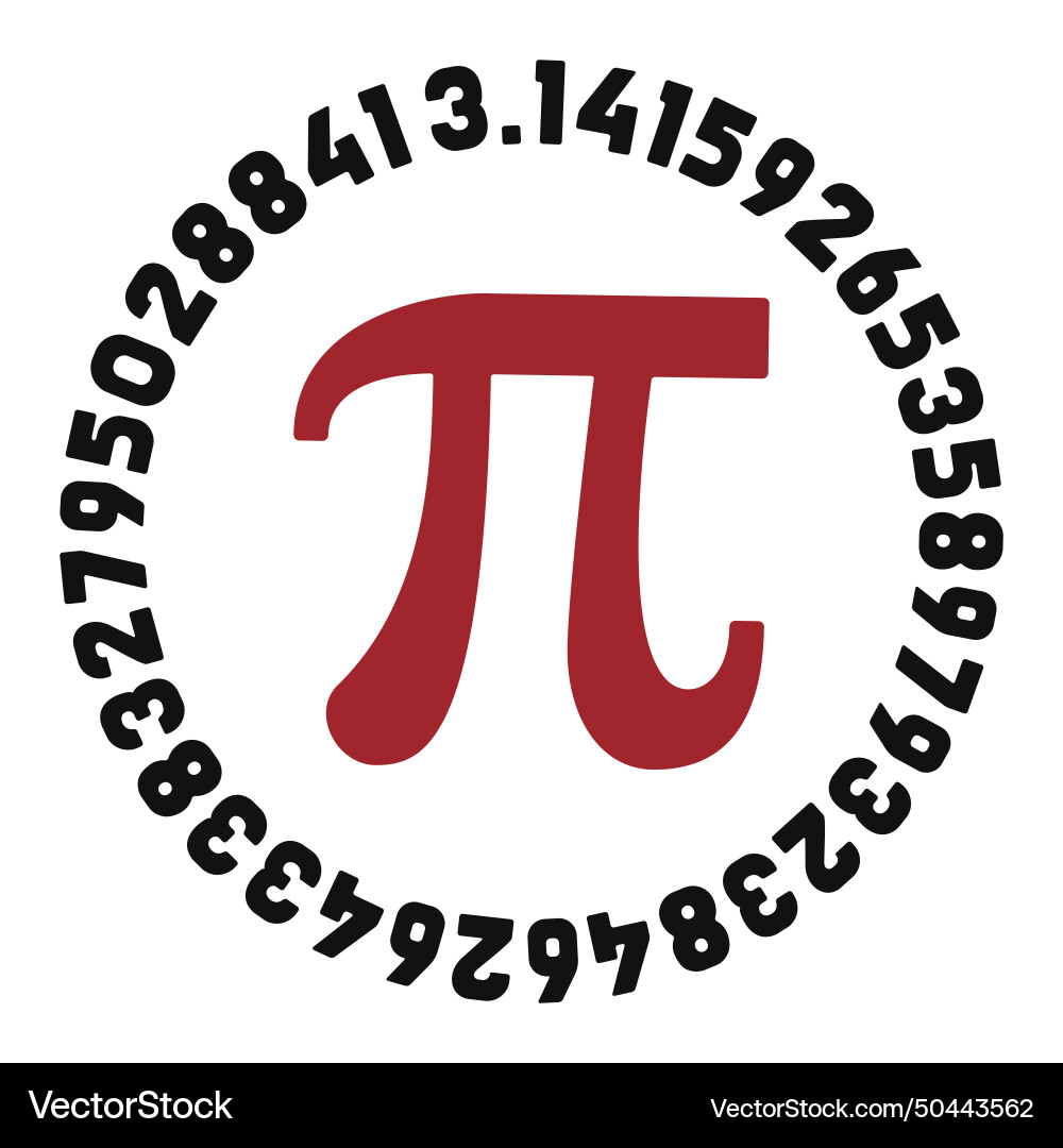 Pi symbol and 314 digits mathematical constant Pi symbol and 314 digits mathematical constant vector image