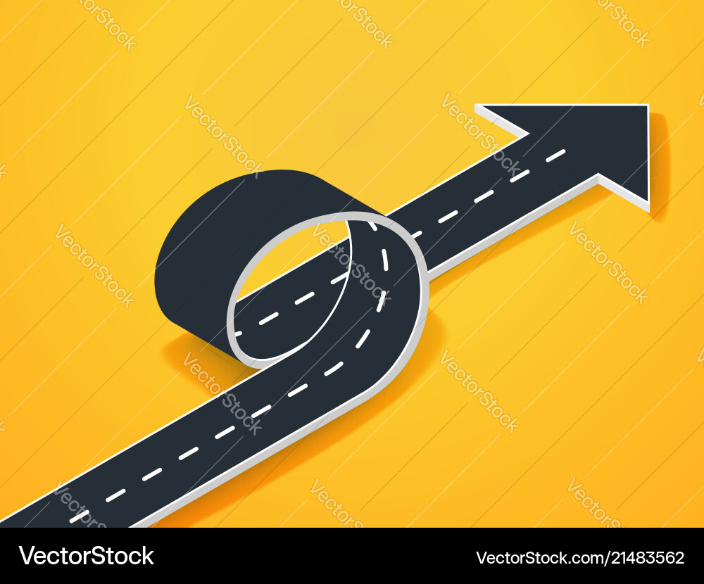 Road loop with arrow isometric view winding 3d vector image