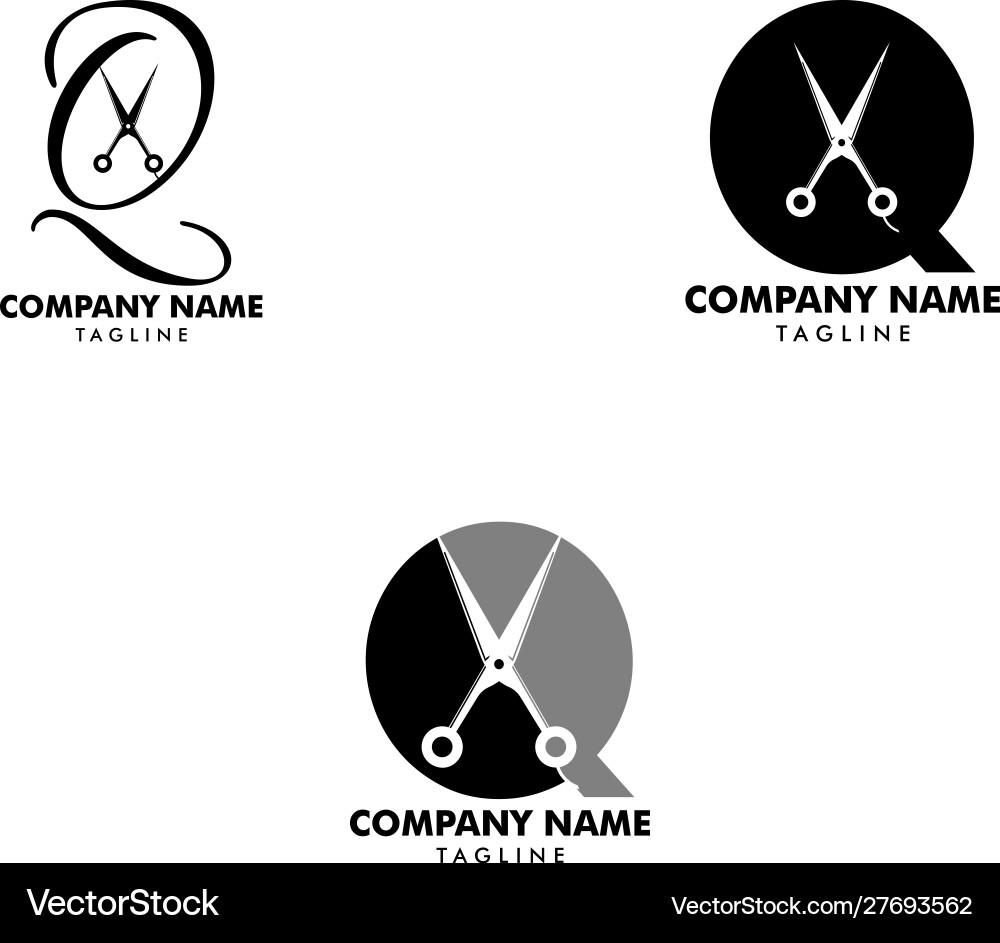 Set initial letter q with scissors logo concept Vector Image