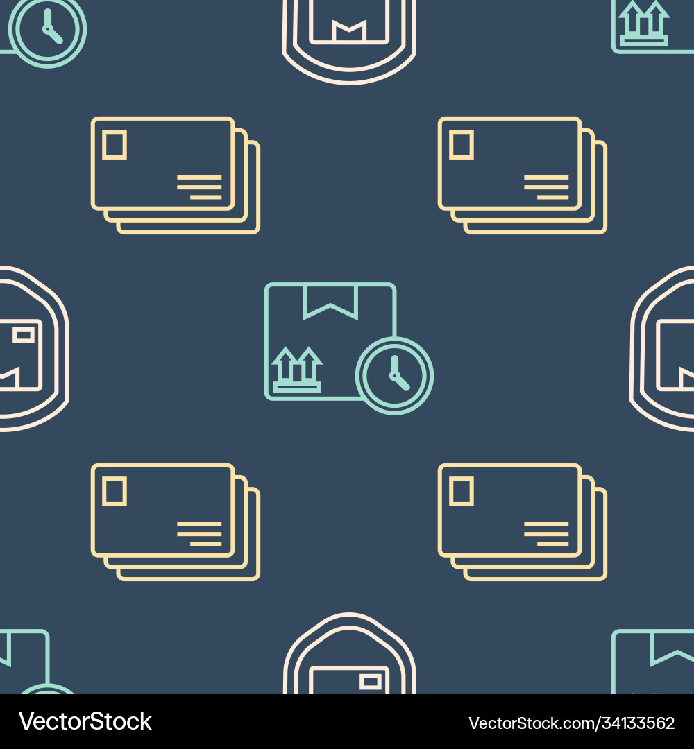 Set line delivery pack security with shield Set line delivery pack security with shield Vector Image