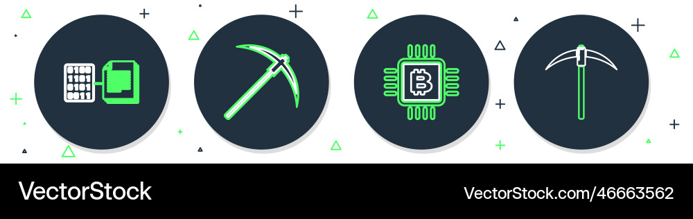 Set line pickaxe cpu mining farm smart contract Set line pickaxe cpu mining farm smart contract vector image