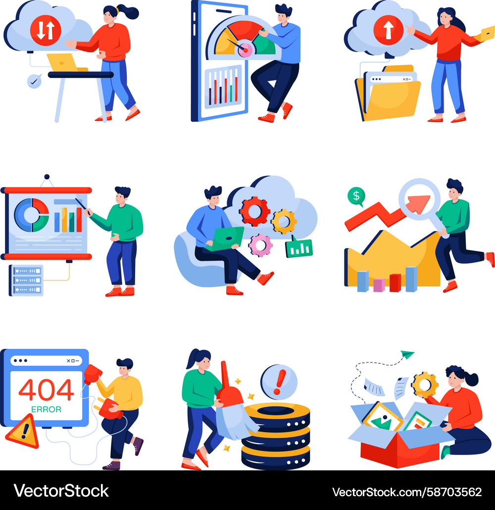 Set of data analytics flat Vector Image