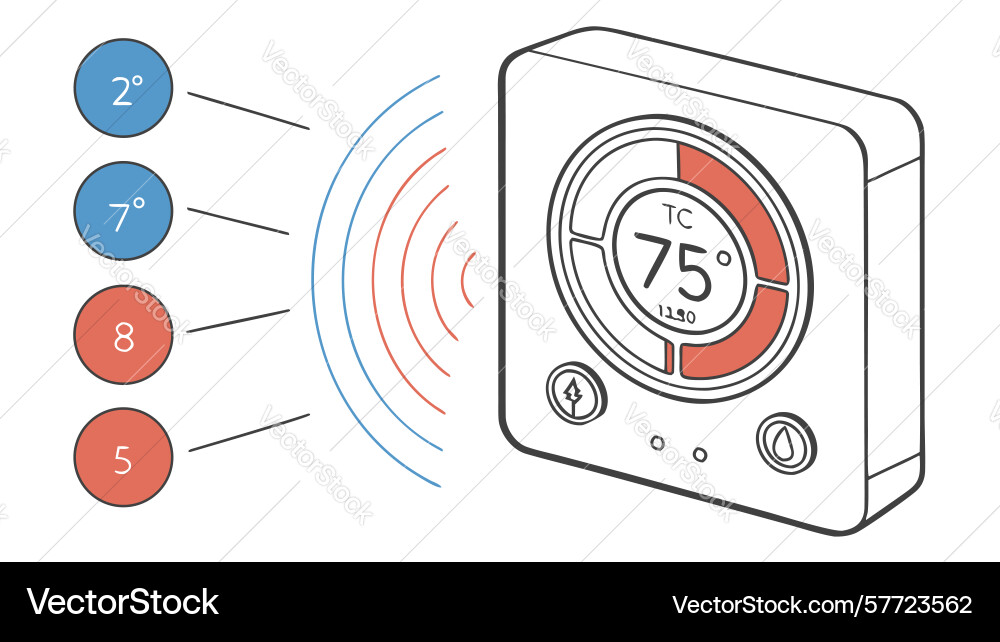 Smart thermostat with temperature vector image