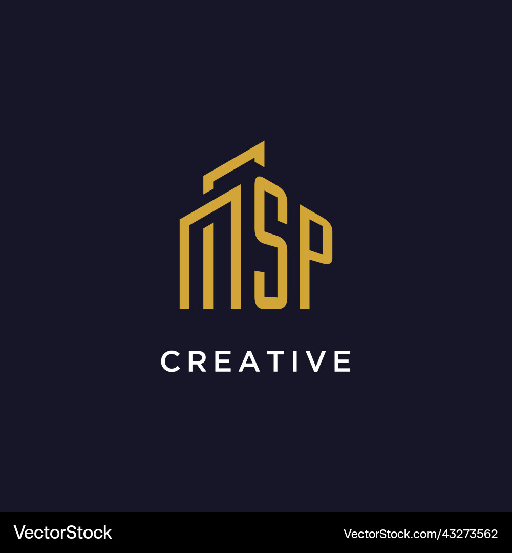 Sp initial monogram with building logo design Vector Image