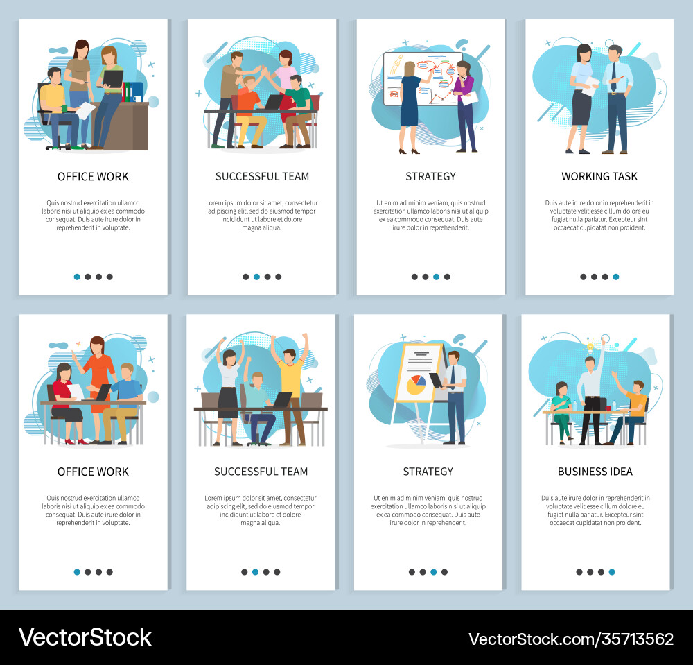 Startup and working task office work website Vector Image