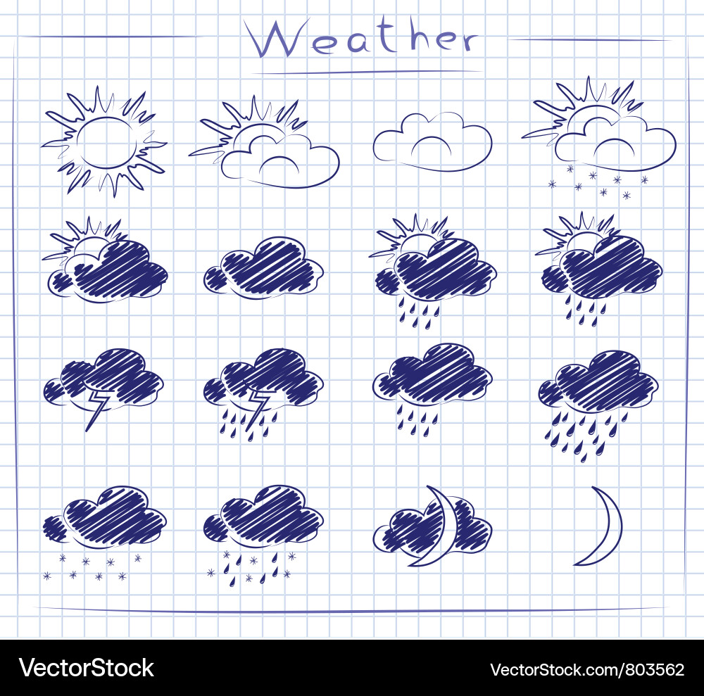 Weather Icons - Simple Set Vector Image