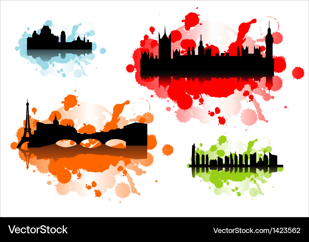 World City Silhouettes Vector Image