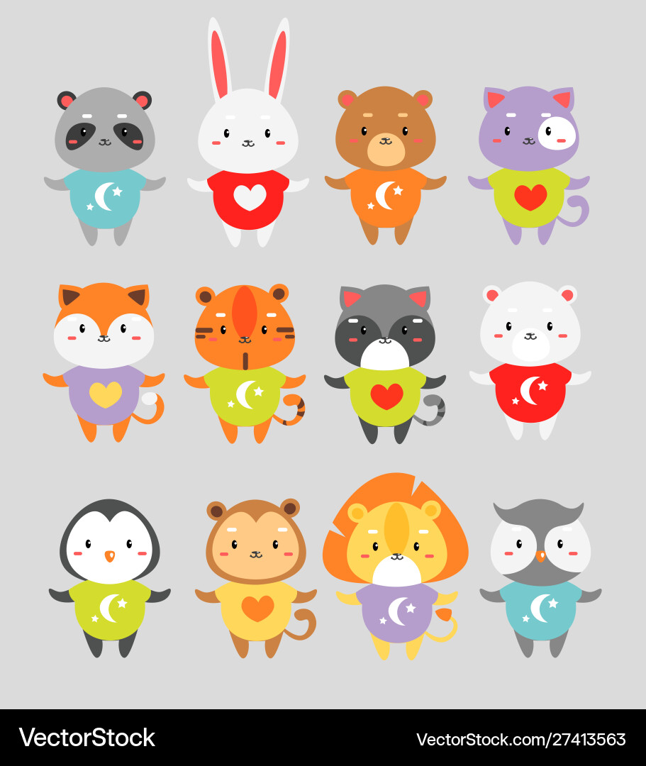Adorable Animal Pajamas Set Vector Image