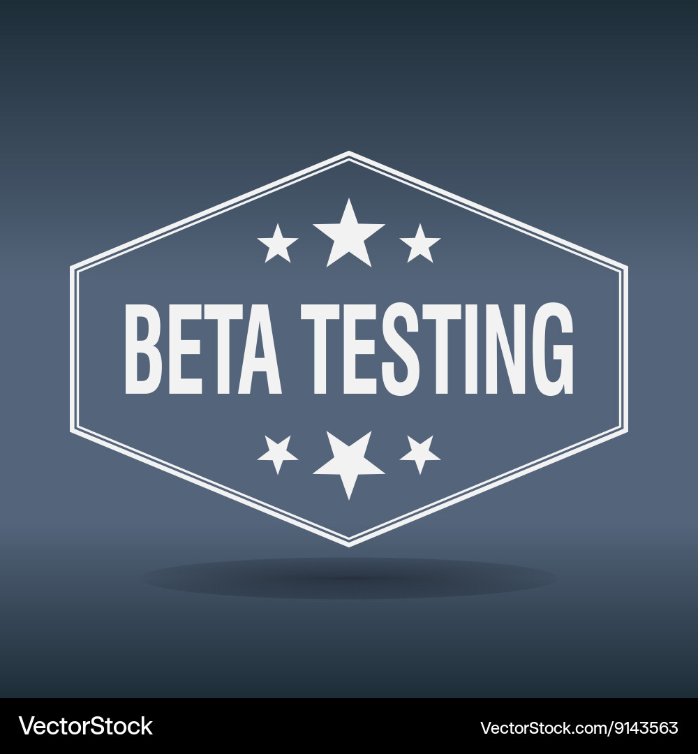 Beta testing hexagonal white vintage retro style vector image