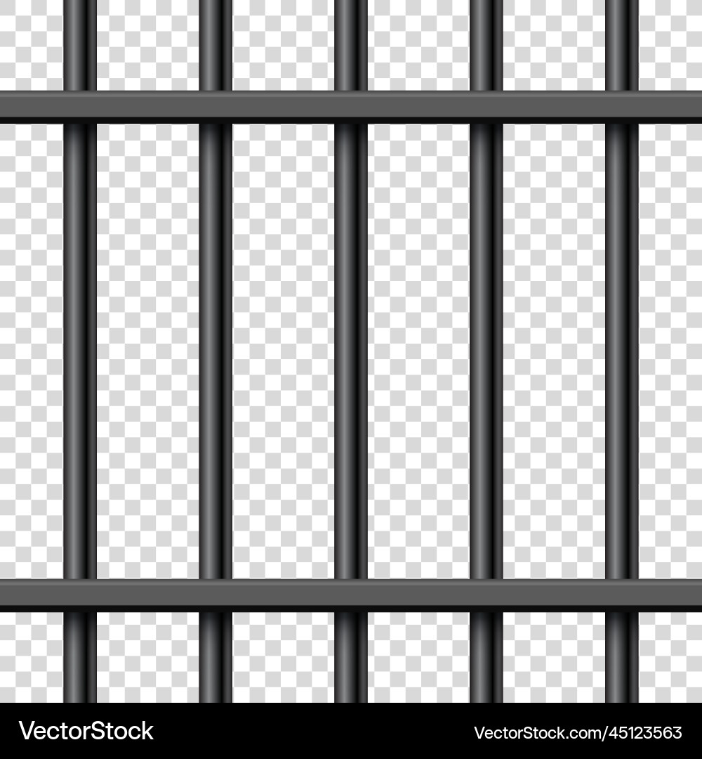 Black realistic metal prison bars detailed jail Black realistic metal prison bars detailed jail vector image