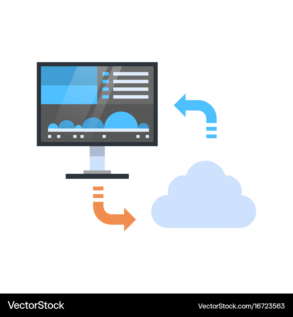 Cloud data synchronization icon computer vector image