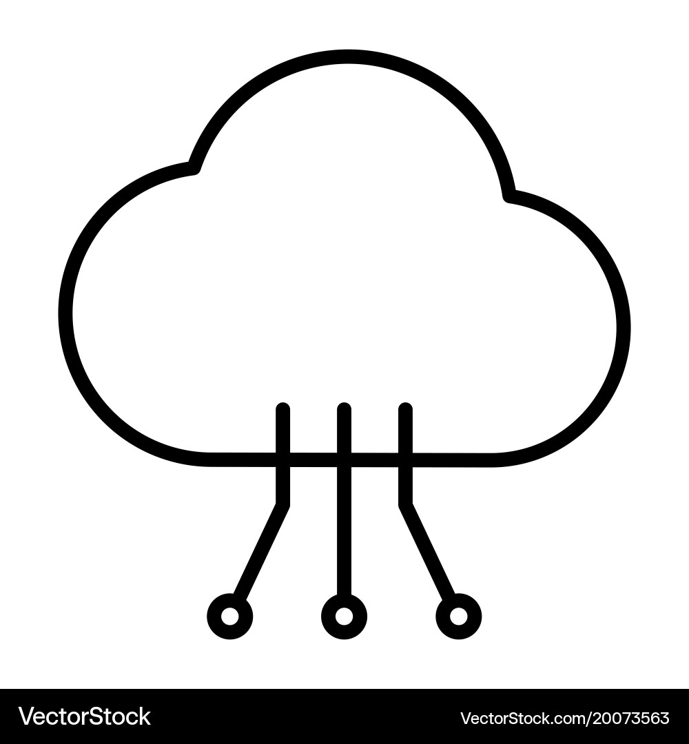 Cloud technology line icon with circuit pattern vector image