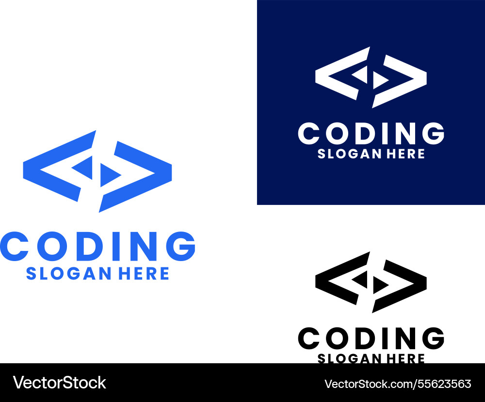 Coding logo with play icon design vector image