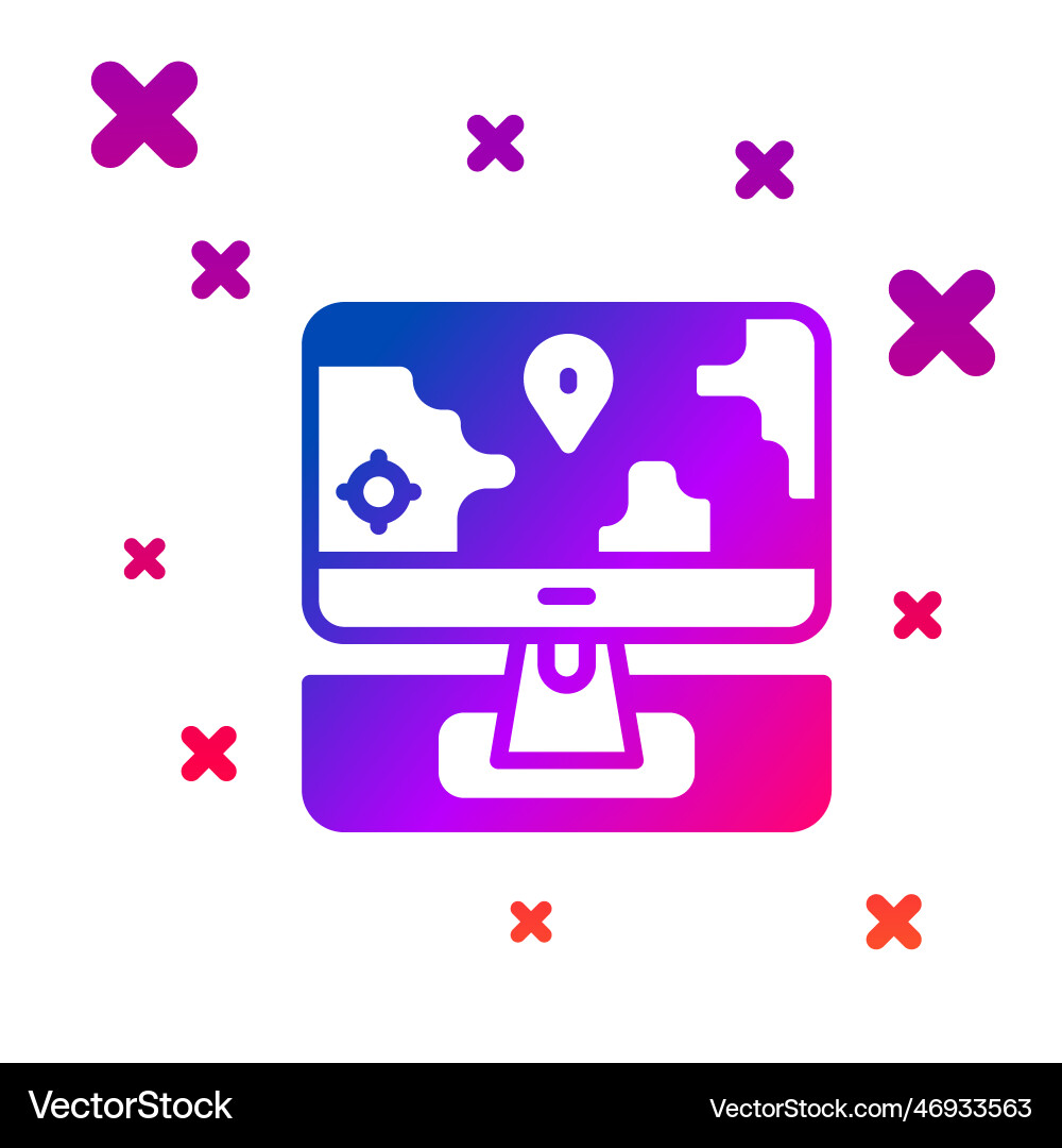 Color computer monitor and folded map Color computer monitor and folded map vector image