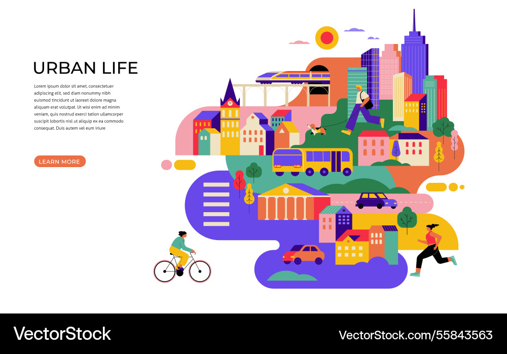 Colorful urban life modern cityscape Colorful urban life modern cityscape vector image