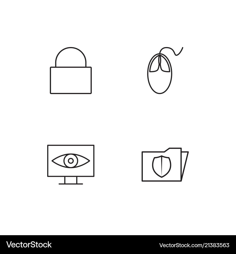Cyber security linear icons set simple outline vector image