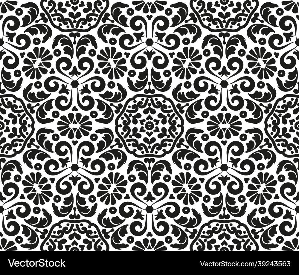 Damask seamless pattern with vignettes Vector Image