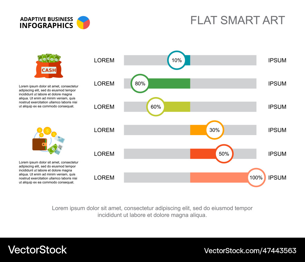 Five columns review slide template Five columns review slide template vector image