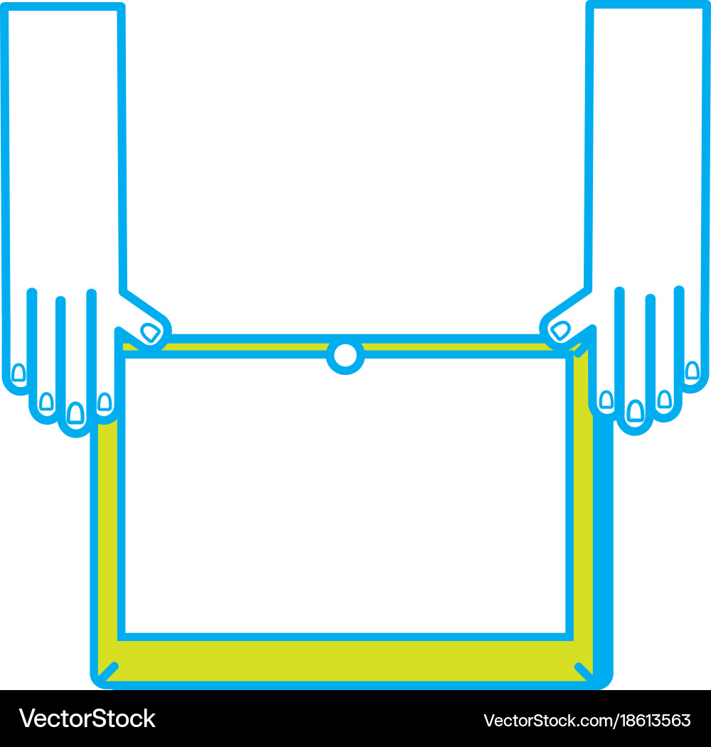 Hands with screen tablet technology object Vector Image