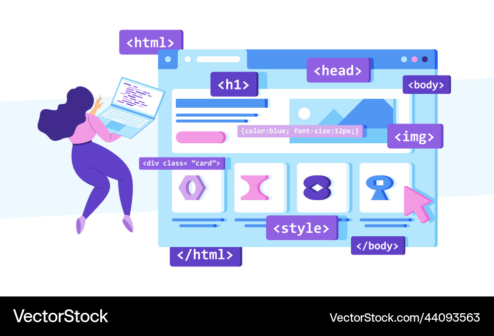 Html developer flat layouts Html developer flat layouts vector image