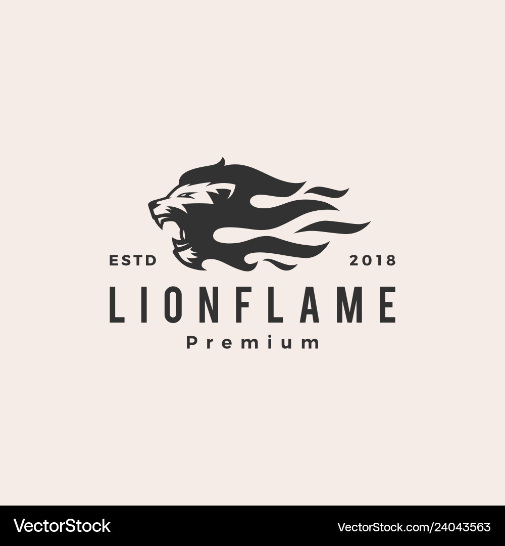Lion Fire Flame Logo Vector Image
