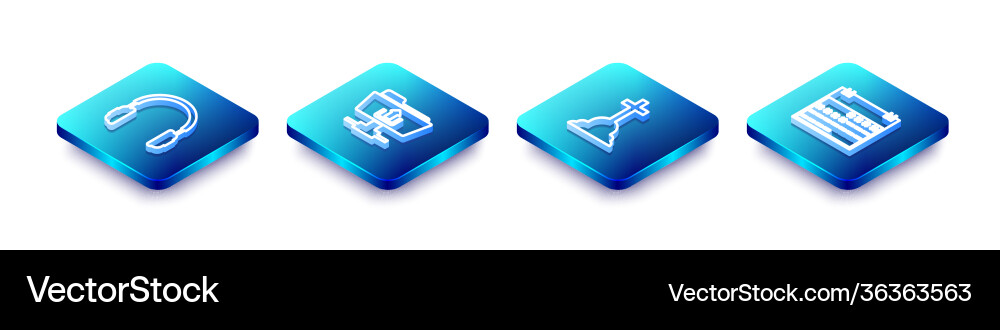 Set isometric line headphones ftp folder upload Set isometric line headphones ftp folder upload vector image